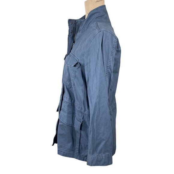 Time And Tru Utility Jacket Field Coat Grey Size S Small Full Zip Mock Neck - Picture 2 of 8